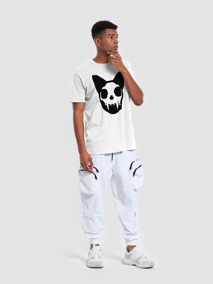 Cat Skull Unisex Softstyle T-Shirt (Black on White) product image (1)