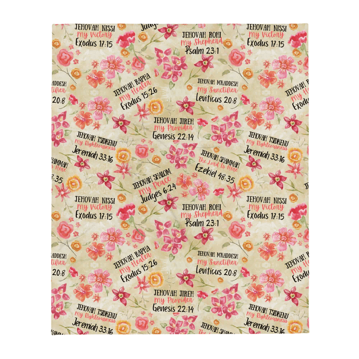Beige Floral Names Of God Blanket product image (2)