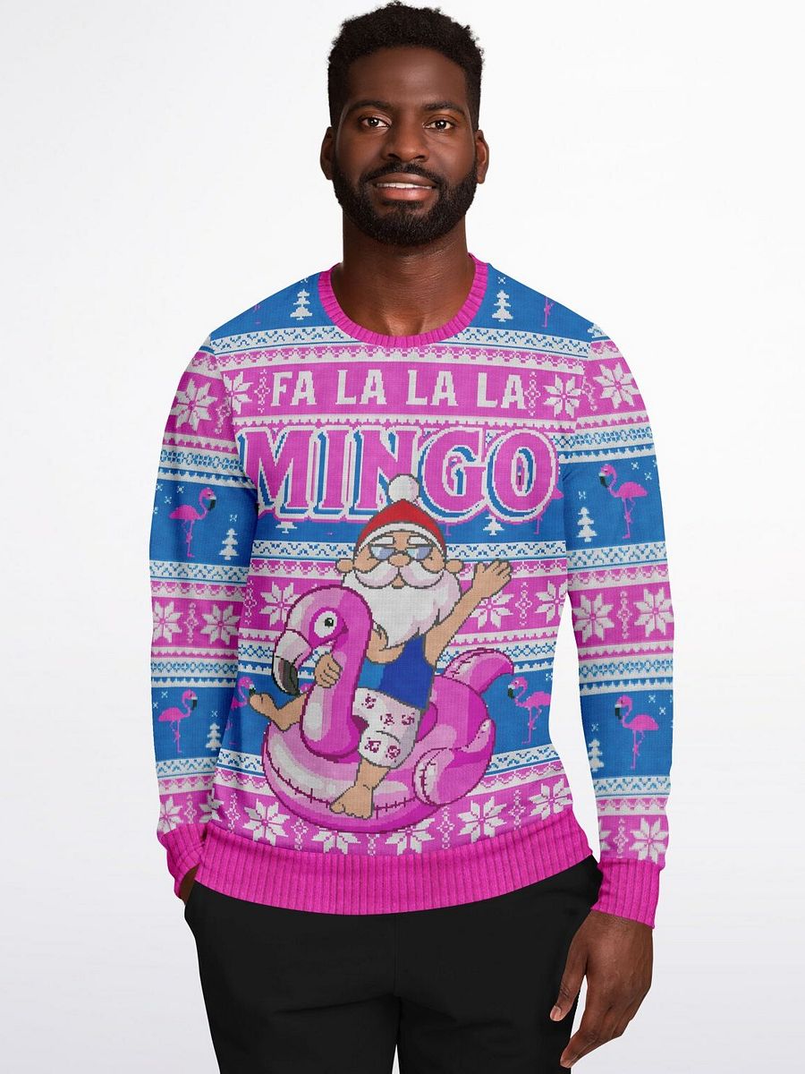 "Fa La La La Mingo" Christmas Sweatshirt | Funny Flamingo Santa Pool Float | Tropical Holiday Sweater | Beach Christmas Winter Outfit product image (5)