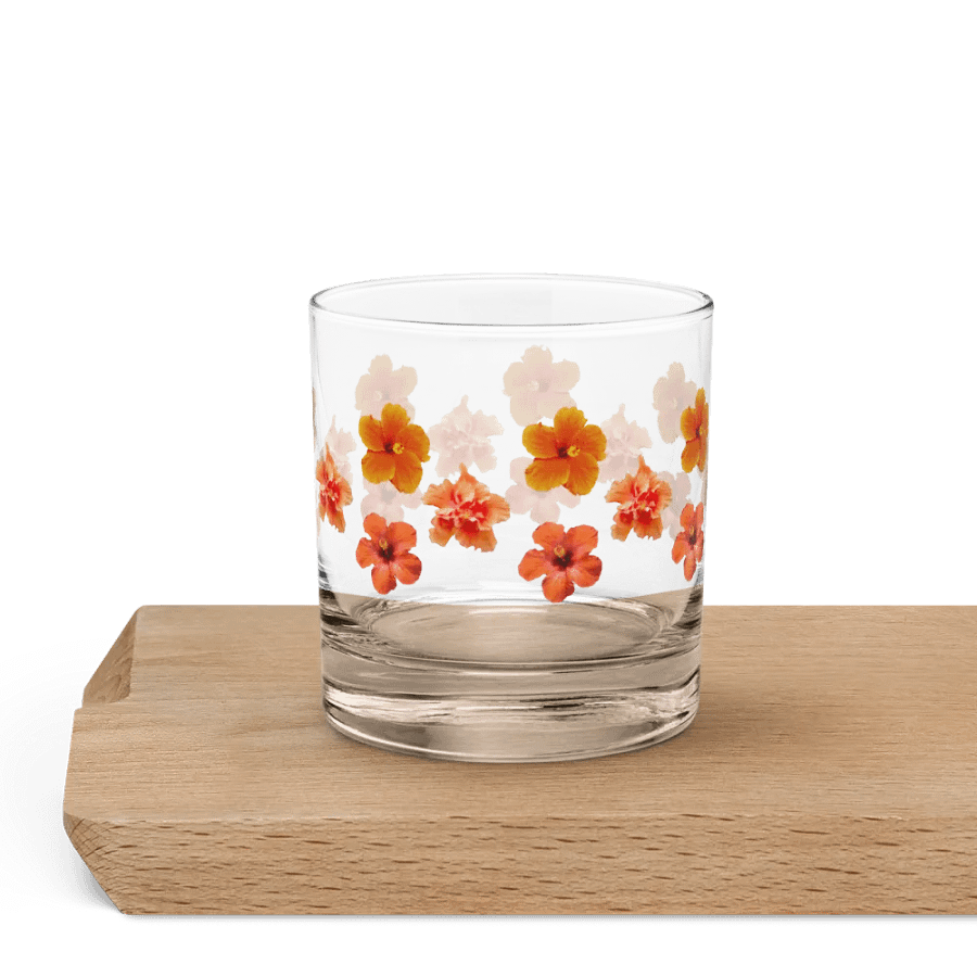 Orange Hibiscus Rocks Glass product image (5)