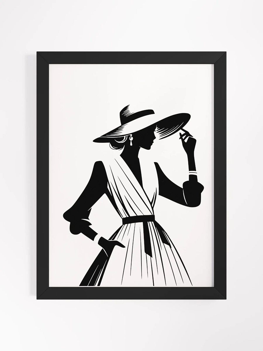 Elegant Church Lady – Black & White Vector Art (Framed Poster) product image (6)