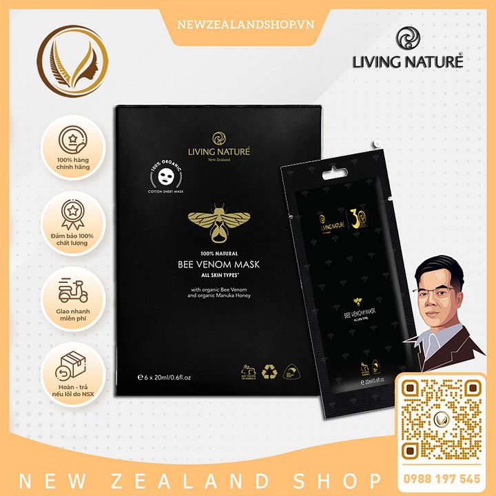 Mặt nạ dưỡng da chiết xuất nọc ong Living Nature Bee Venom Mask 6 gói product image (1)