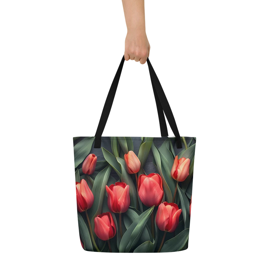 Tote Bag: Red Tulips Flowers Trendy Spring Floral Patterns Art Design product image (6)