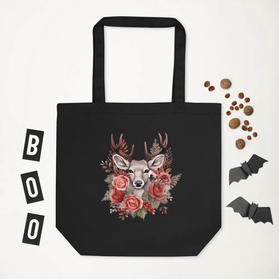 Floral Majesty Deer Tote Bag product image (6)