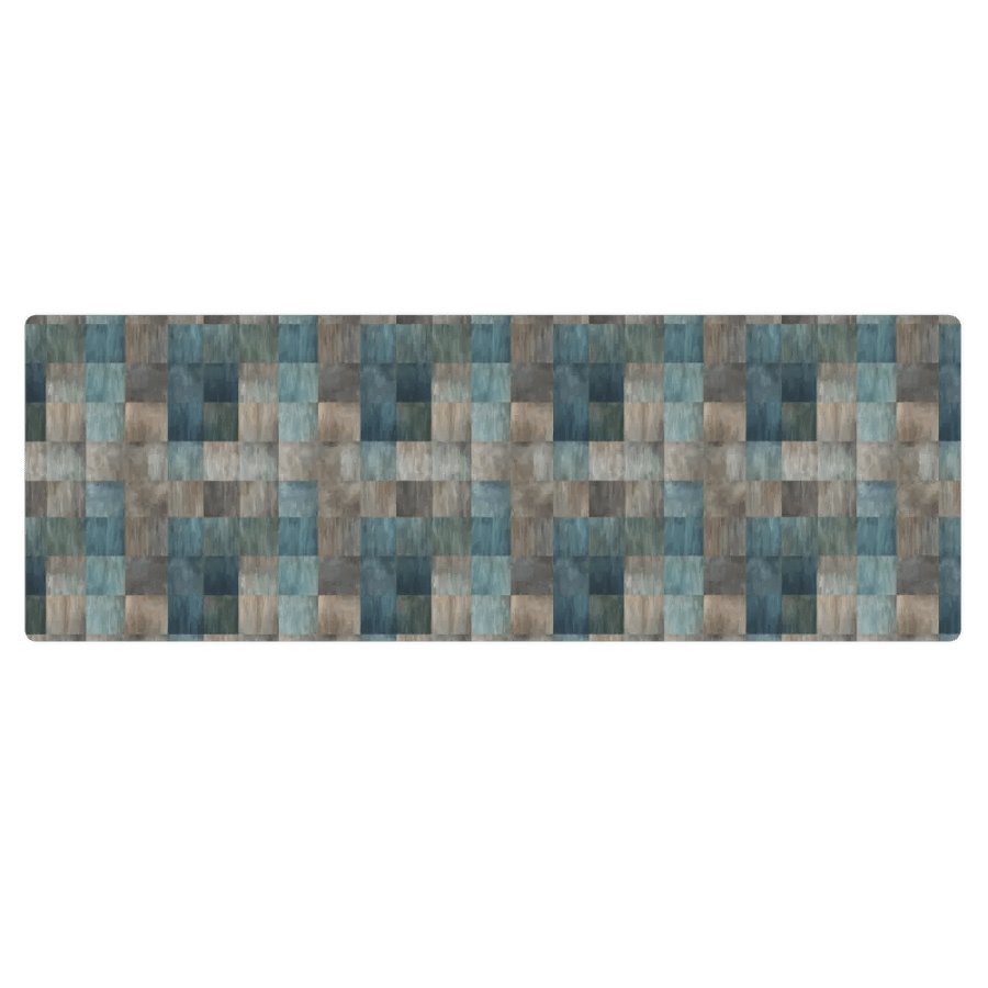 Yoga Mat with Painted Blue, Green and Brown Checked Pattern product image (3)