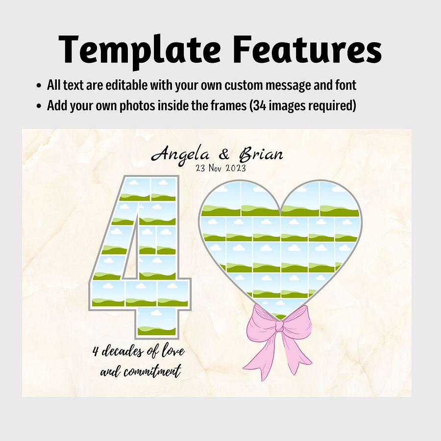 40 Year Wedding Anniversary Photo Collage Canva Template product image (4)