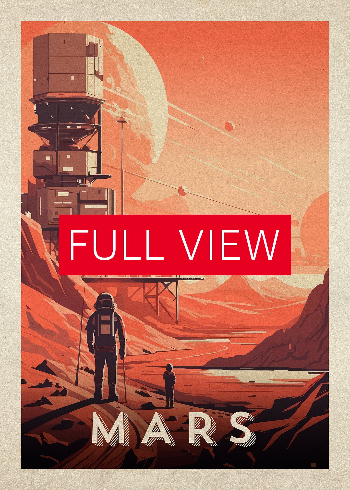 Mars, colony, astronaut — Vintage space poster product image (3)