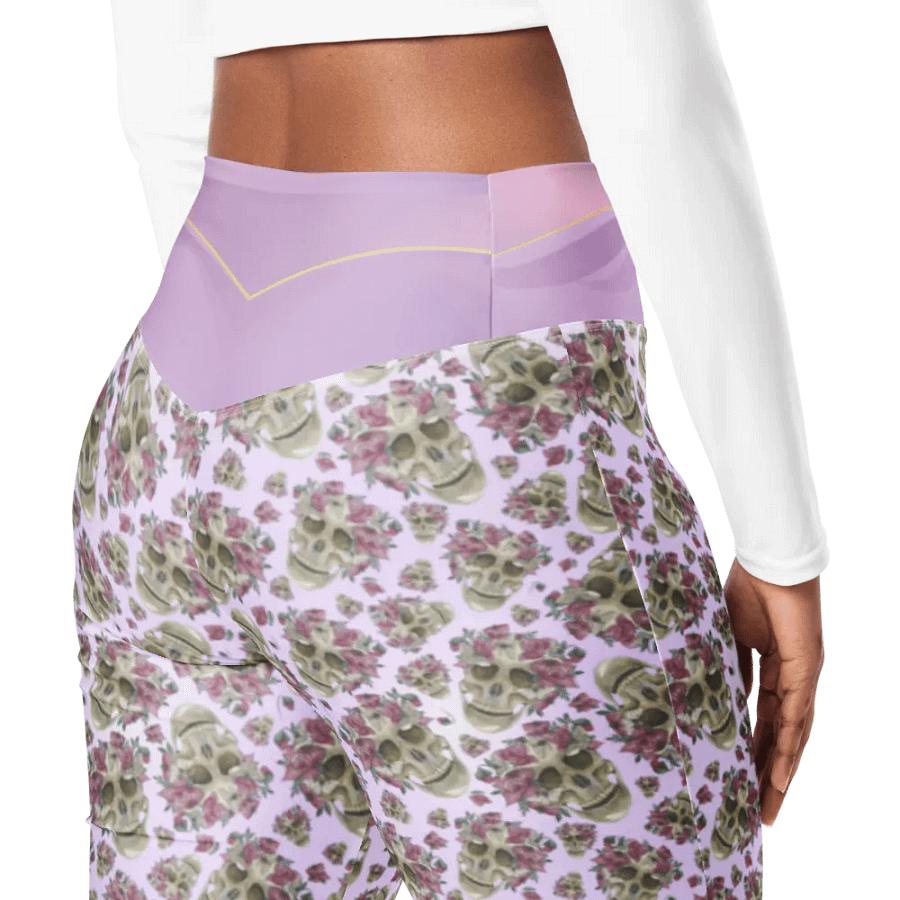 Smoky Lilac Skull & Rose Flare Leggings product image (9)