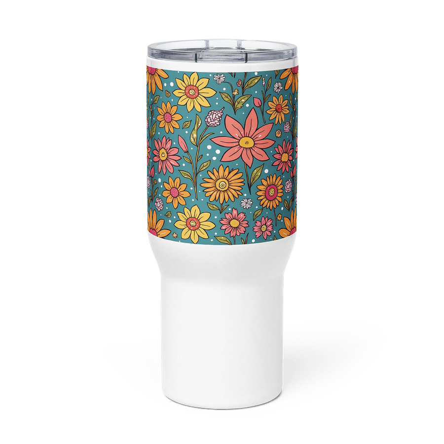 Fun Happy Floral Stainless Steel Travel Tumbler with Handle product image (3)