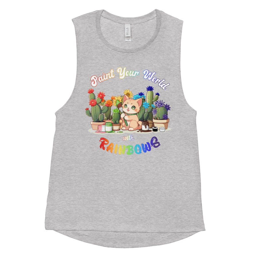 Rainbow Kitten Artist Flowy Muscle Tank product image (12)