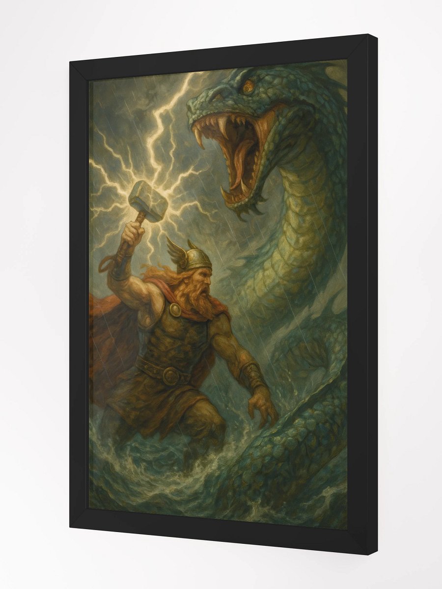 Thor vs Jormungandr Wood Matte Poster product image (4)
