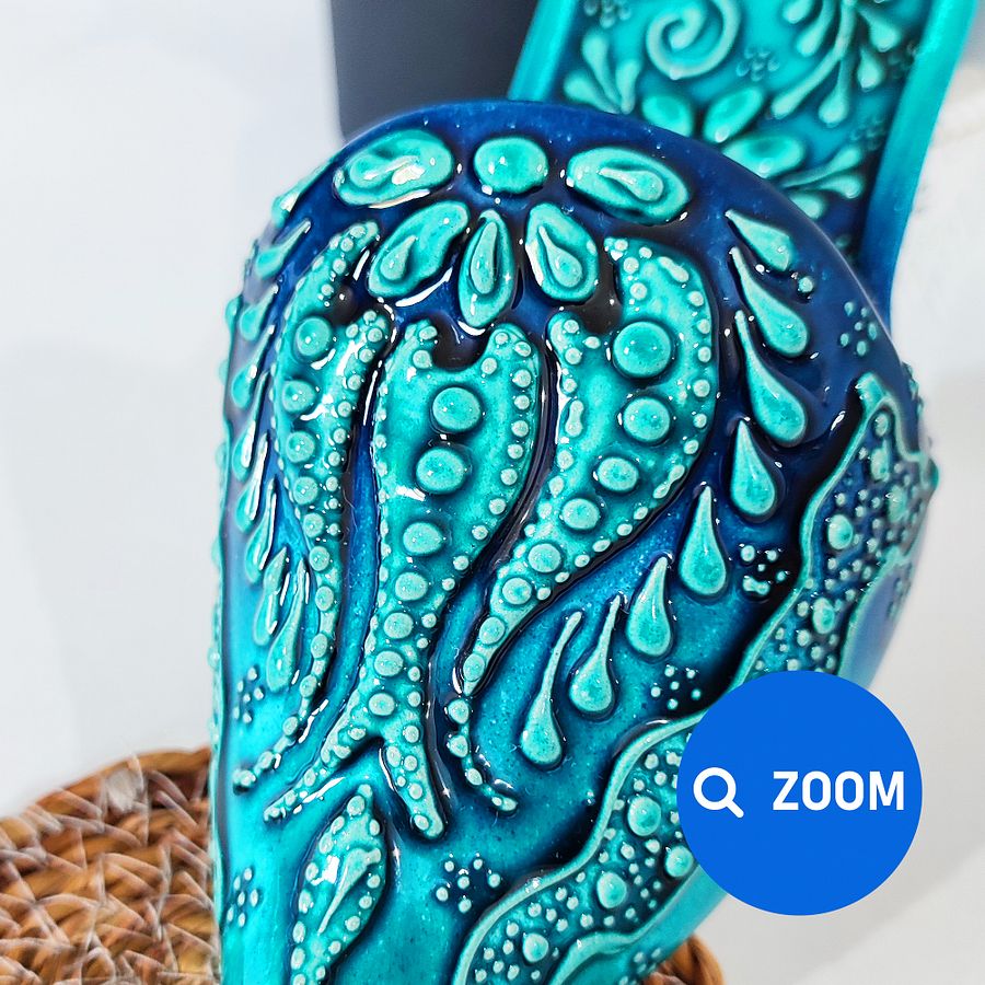 Ceramic wall decor, turquoise shoes (Terlik) — handmade pottery, handmade ceramic, home decor, handmade gift, Turkish ceramic product image (2)
