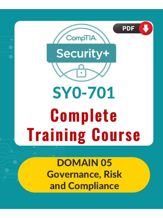 CompTIA Security+ (SY0-701) - Domain 5: Governance, Risk, and Compliance product image (1)