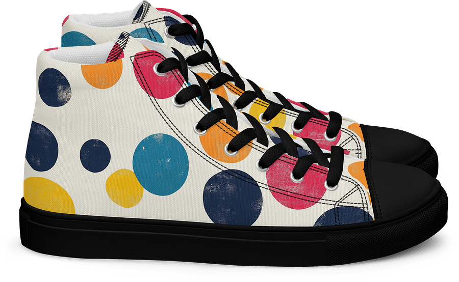 Polka Dot Illusion Vintage Retro Men's High Top Canvas Shoes product image (5)