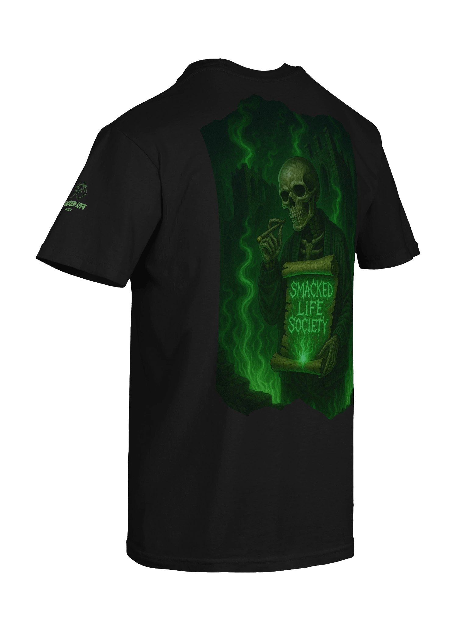 Forever Smacked – Green Flame Skeleton Unisex T-Shirt product image (10)