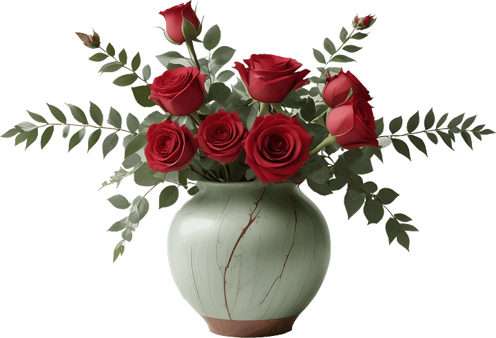 Timeless Green Vase with Roses - PNG product image (1)