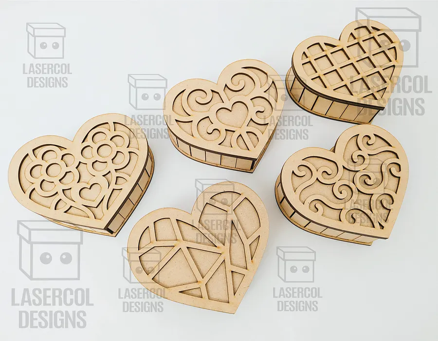 Heart Shaped Box Set 1 (5 Styles, 3 Sizes) - Laser Cut Files product image (7)