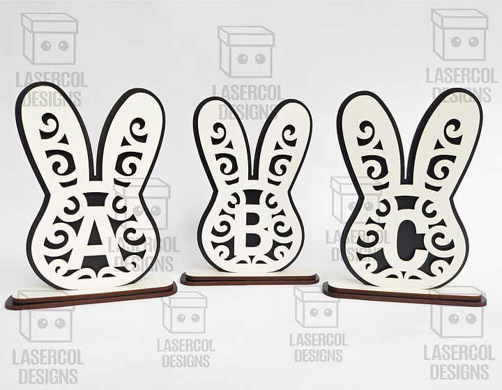 Easter Bunny Monogram Set 3 (3 Sizes) - Laser Cut Files product image (2)