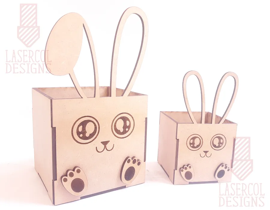 Easter Bunny Basket (Two Sizes, Two ear Styles) - Laser Cut Files product image (7)