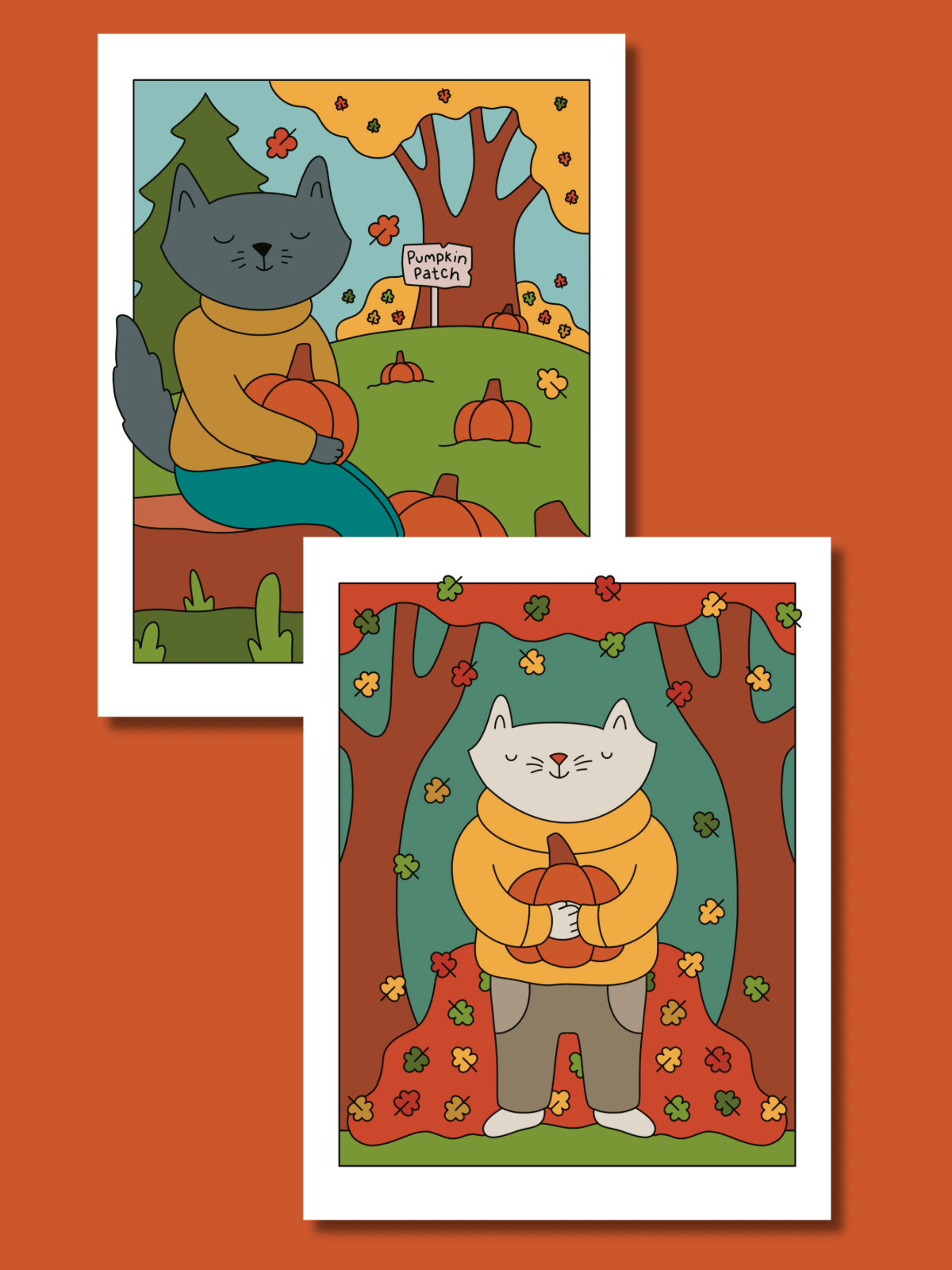 Fall Cat Coloring Pages (2) FREE Digital Download product image (1)