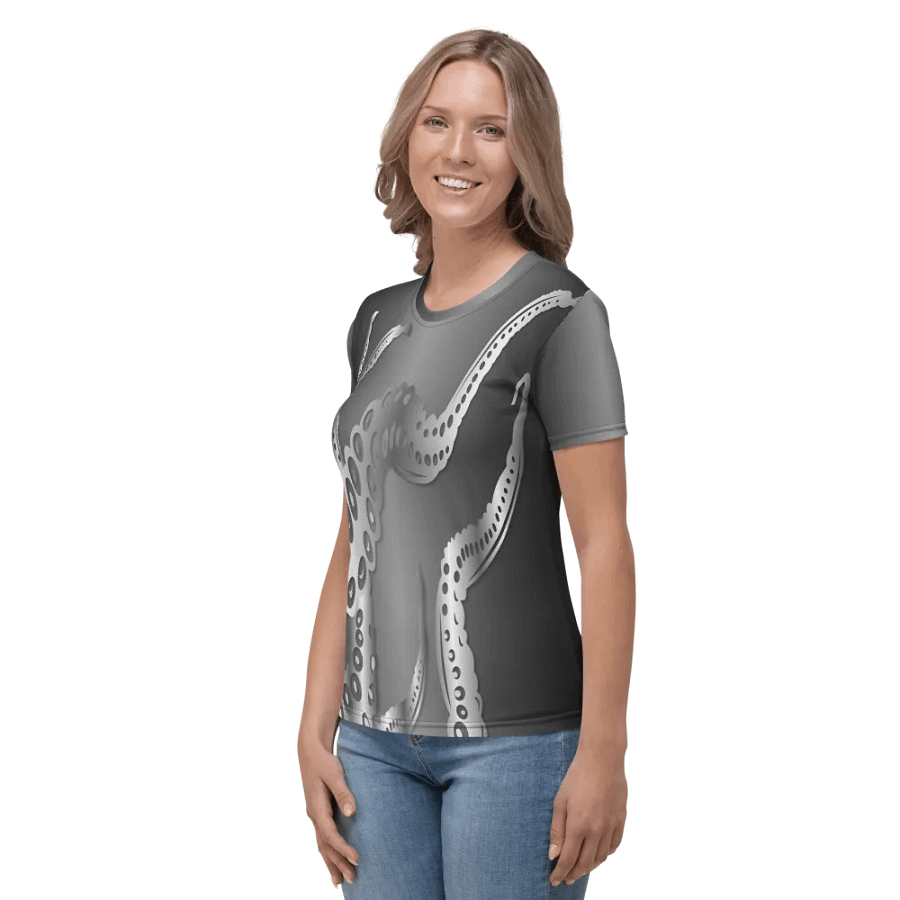 Octopus Tentacles Silver All Over Print T-shirt product image (3)