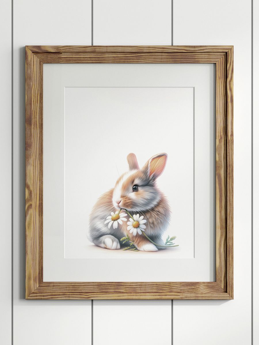Woodland Bunny having Lunch Decor Print product image (1)
