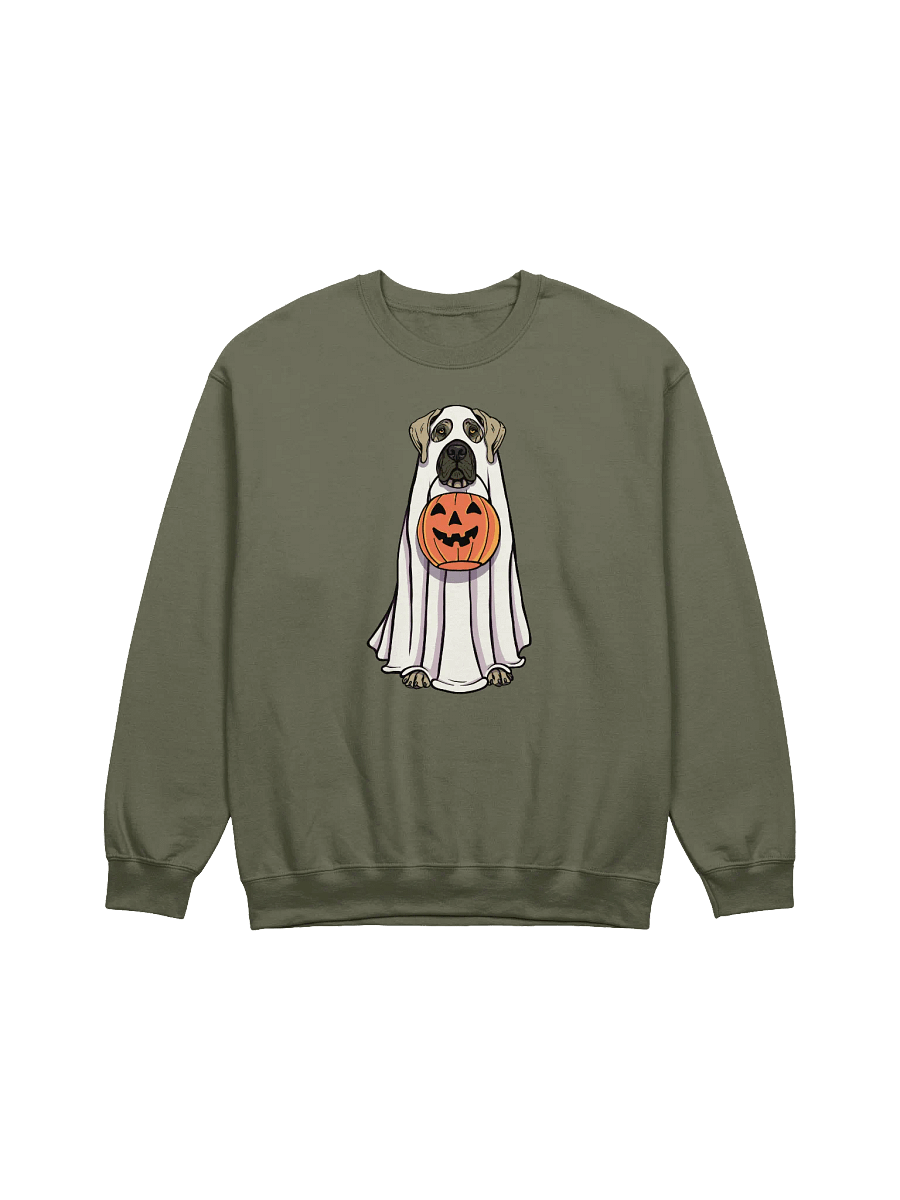 Funny Halloween Great Dane Sweatshirt | Funny Great Dane Wearing a Ghost Costume and Holding a Pumpkin Basket product image (17)