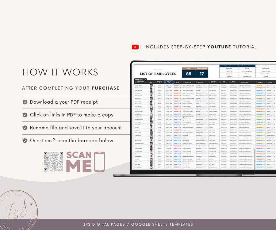 750+ Employee Directory Spreadsheet, Google Sheet Template, Employee Photo Directory, HR Dashboard, Incident Report and Extended Database product image (10)