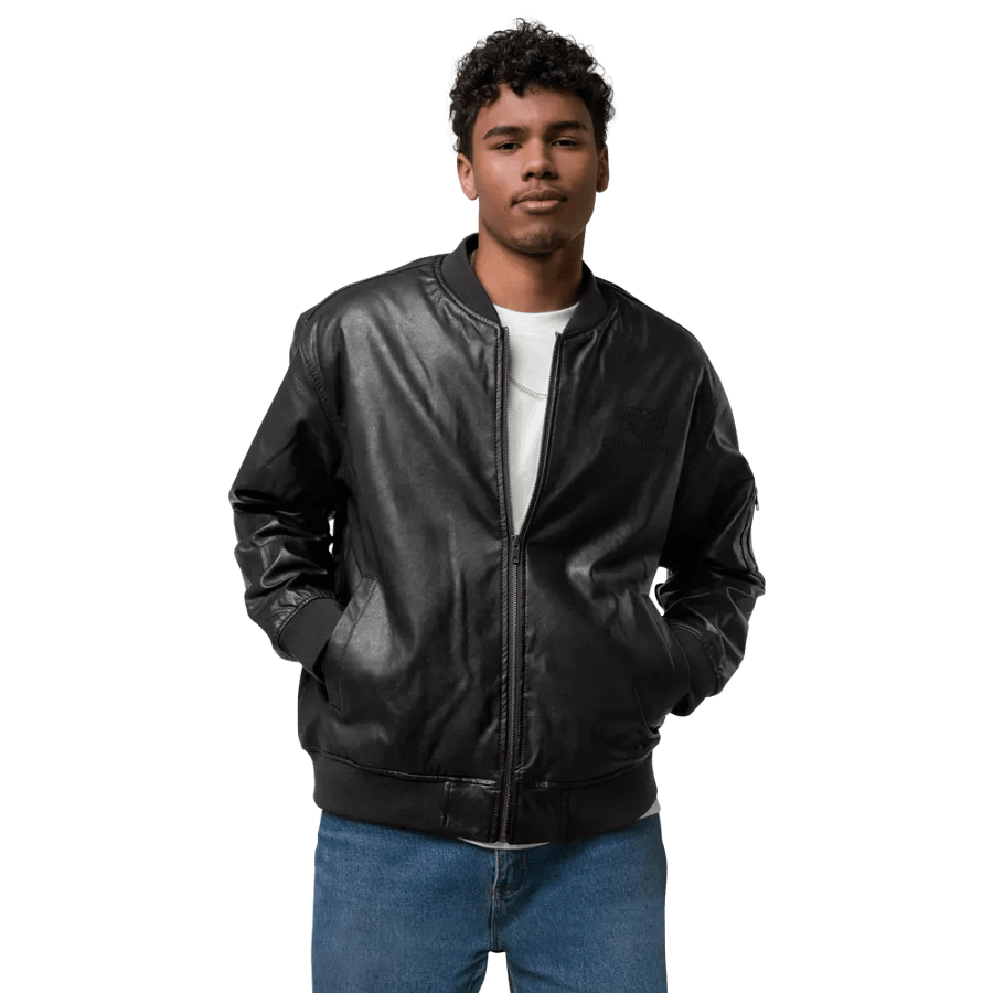 BUSY-BRAINED MONOCHROME BLACK FAUX LEATHER JACKET product image (3)