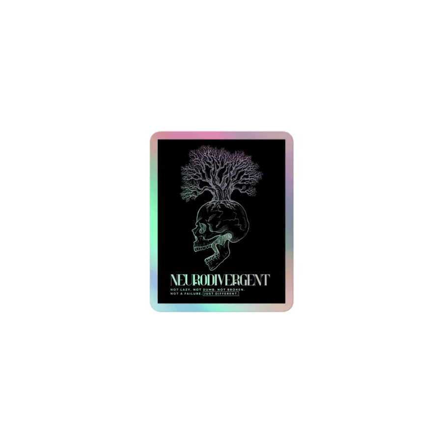 NEURODIVERGENT SKULL holographic sticker product image (1)