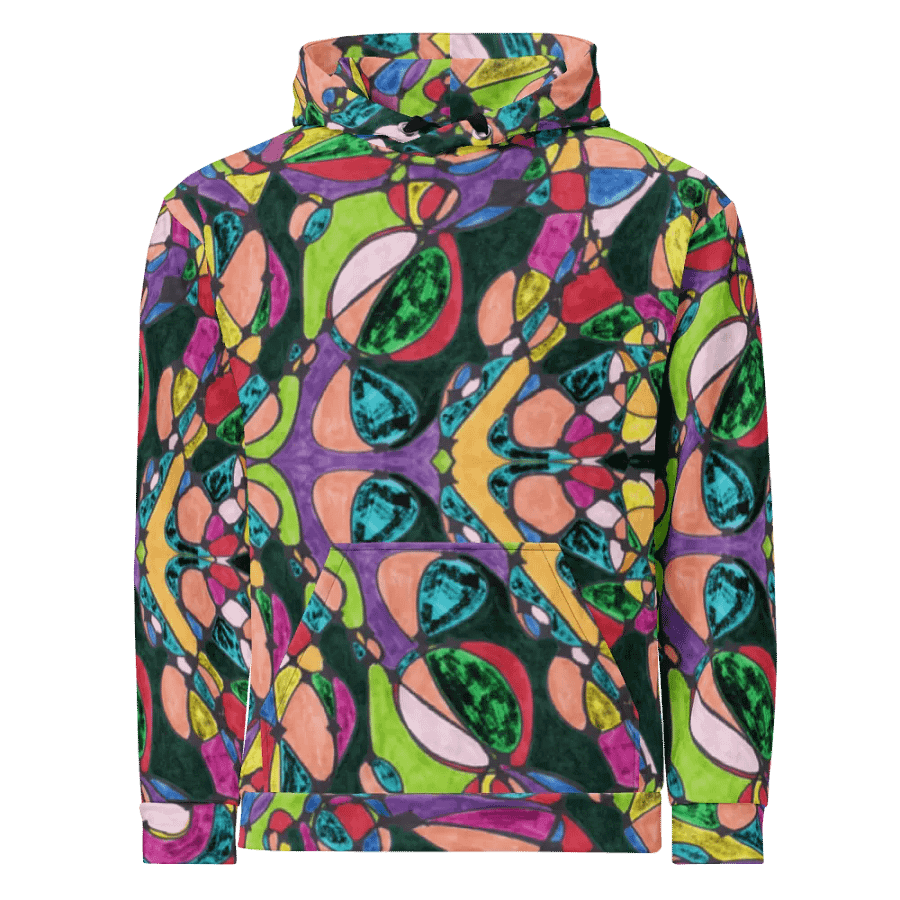 Abstract Colourful Patterned Neurographic Unisex Pull Over Hoodie product image (5)