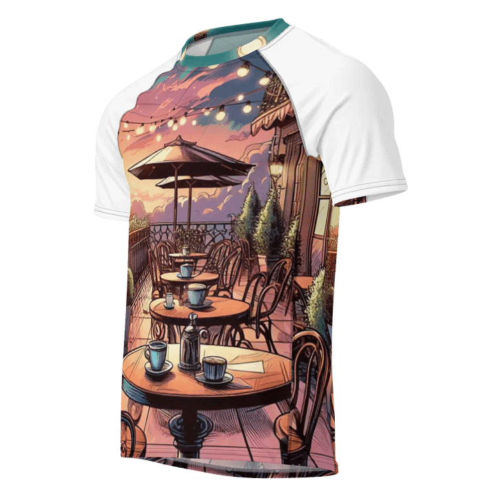Sunset Patio All-Over Print Men's Rash Guard | AI Design product image (1)