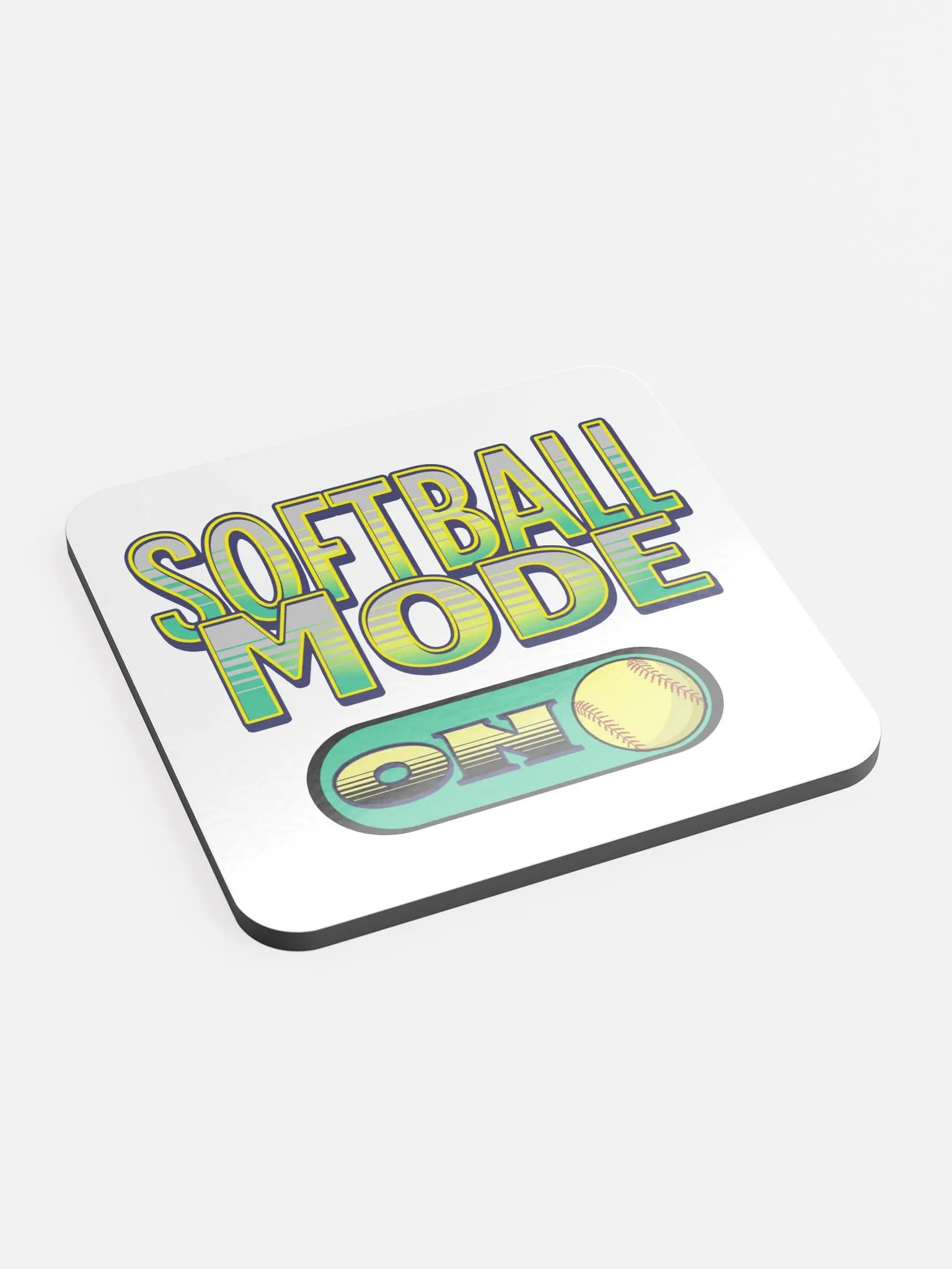 Softball Mode On Glossed Cork Coaster product image (3)