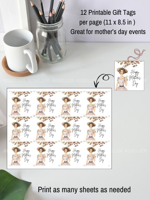 Mother's Day Brunch Invitation Bundle - Lady With Hat And Polka Dot Dress product image (5)