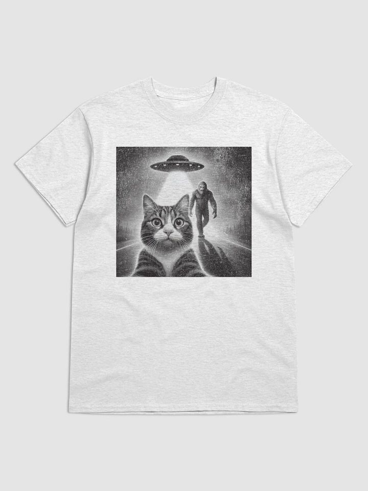 Surreal Cat Selfie with Bigfoot and UFO Tee product image (1)