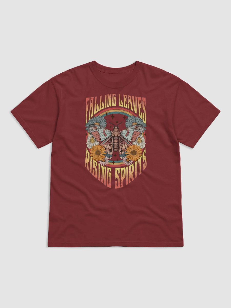 Falling Leaves Rising Spirits Moth and Flowers T-Shirt | Motivational Fall and Thanksgiving T-Shirt Design product image (8)