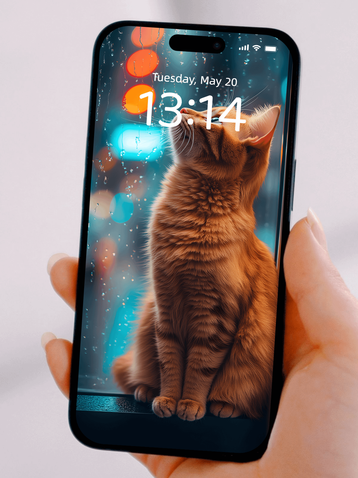 Minimalist Business Style: Cat and Raindrop Phone Wallpapers, 4K HD, Bring Simplicity and Warmth to Your Phone Screen product image (4)