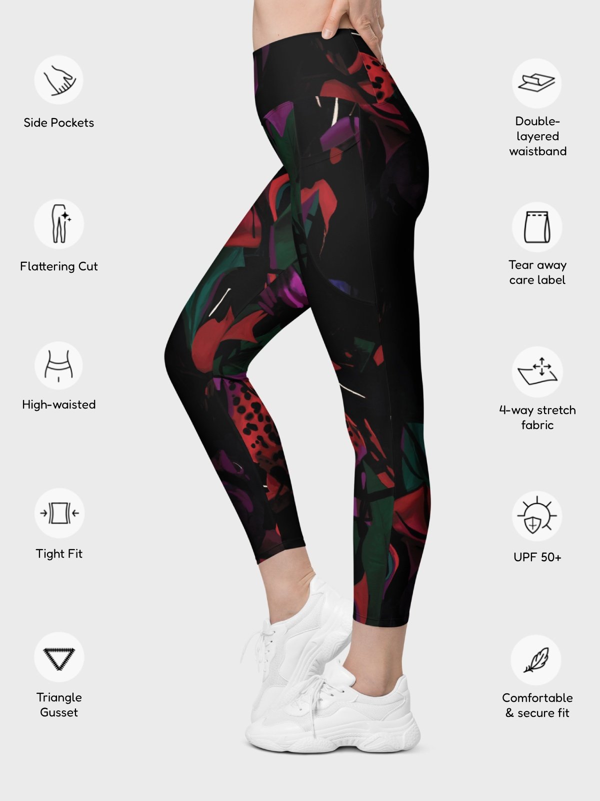 Leggings with Pockets "Blosoom At Midnight" product image (5)