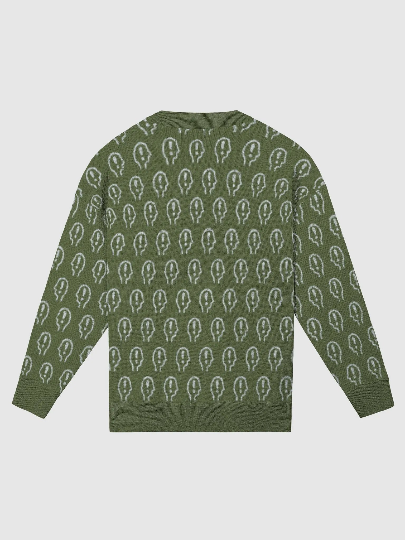 EXCLAIMING MENTALLY (repeating design, olive and light blue) relaxed knitwear crewneck product image (2)