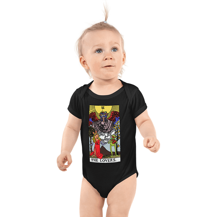Piggy and Kermit Lovers Tarot Card Onesie product image (1)