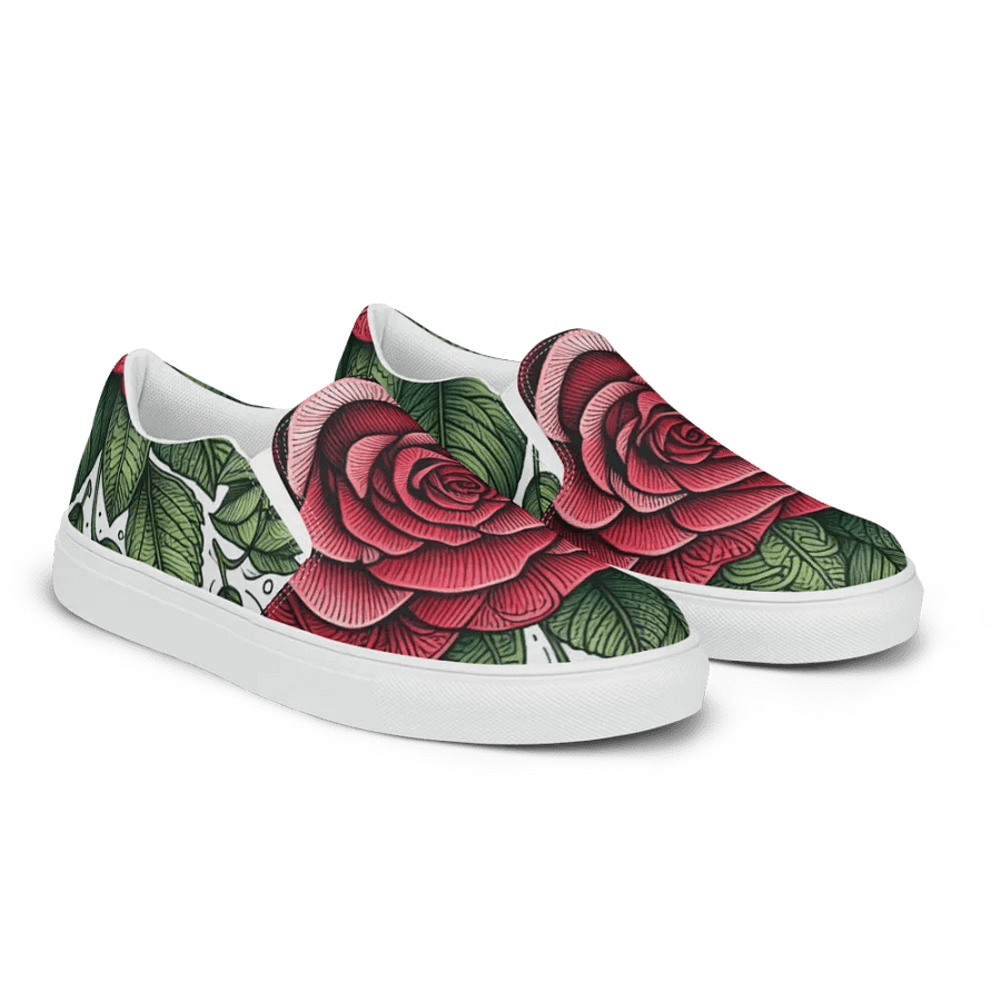 Women's Slip-On Canvas Shoes | KI-Design des Rosen-Mandala-Motivs product image (3)