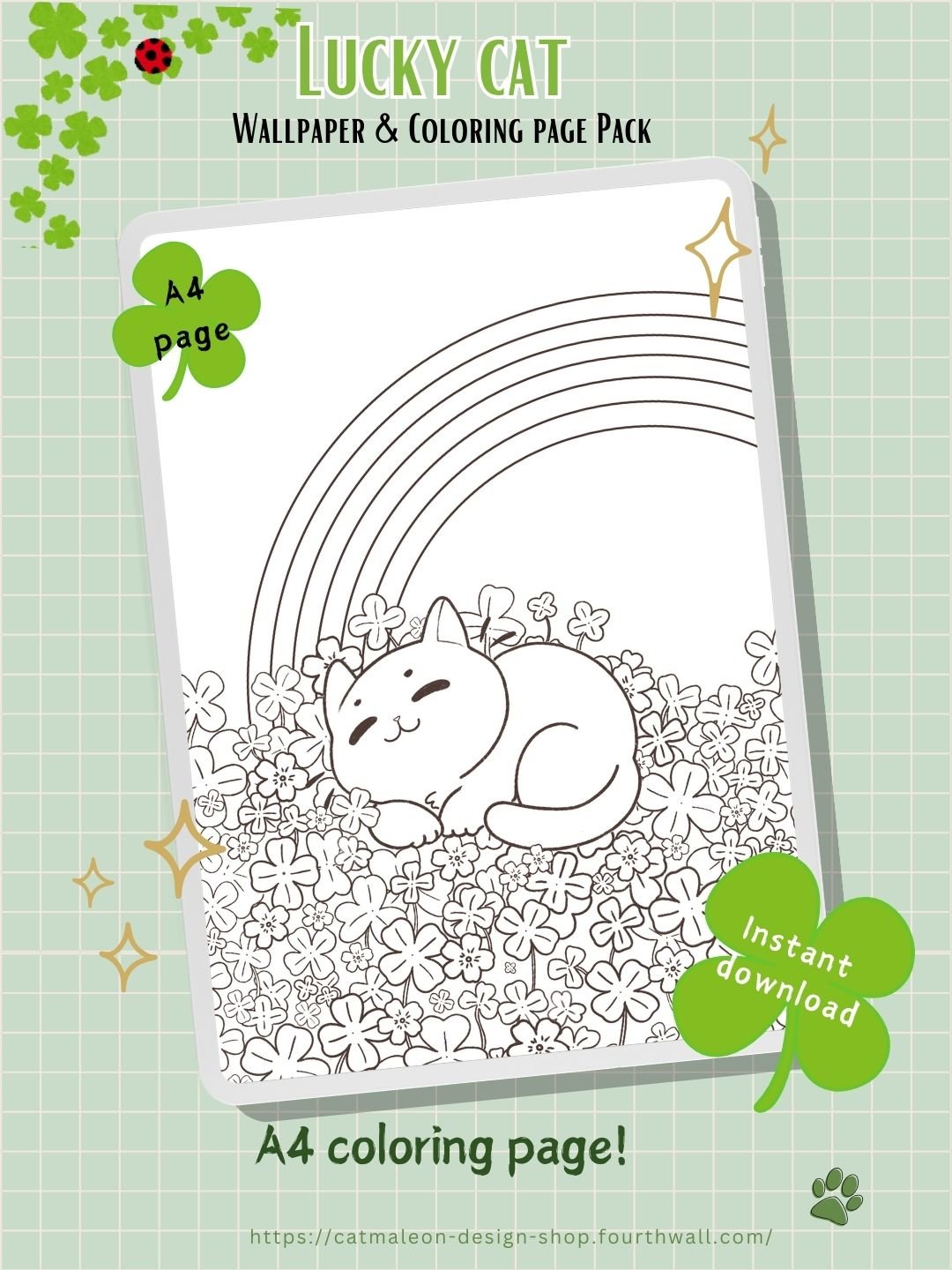 Lucky cat - St. Patrick Wallpaper set | Digital Download product image (4)