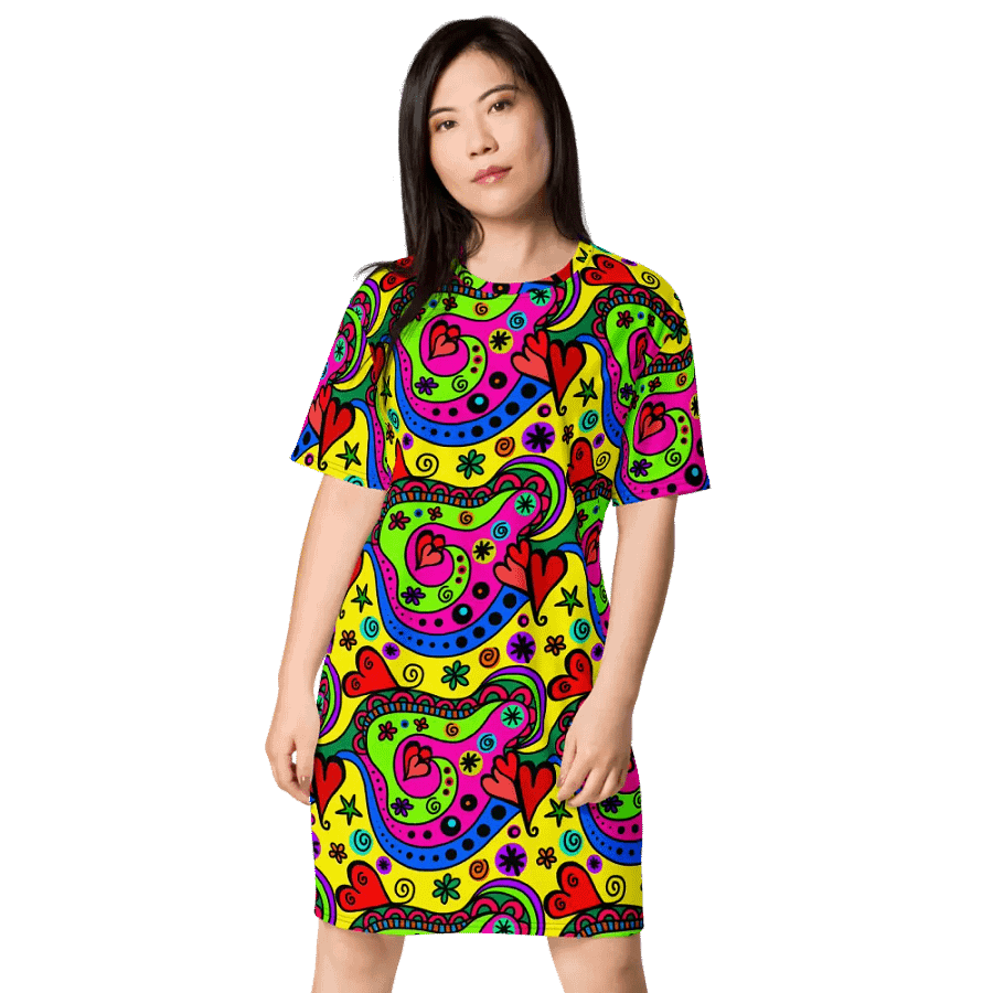 Vibrant Swirls T-Shirt Dress product image (12)