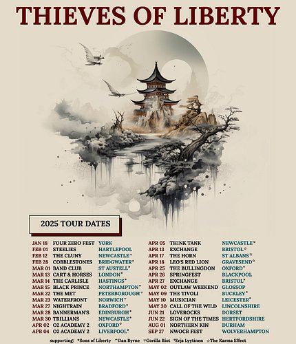 2025 is looking BEAUTIFUL 🤩 

Where are we seeing you?
thievesofliberty.com/tour