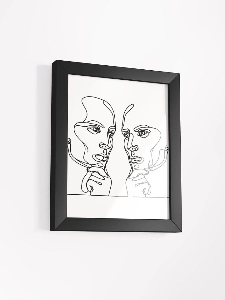 Two Male Thoughtful Faces Line Art Framed Poster product image (17)