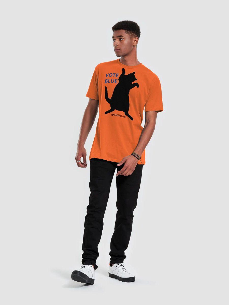 Vote Blue Dancing Black Cat Demeowcracy Supersoft Slim Fit T-Shirt product image (4)