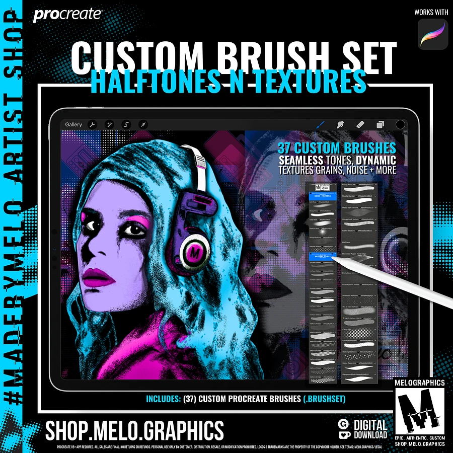 ⚫️ Halftones + Textures Procreate Brush Set | #MadeByMELO product image (1)