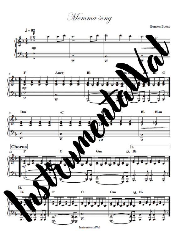Momma Song - Benson Boone Piano accompaniment product image (1)