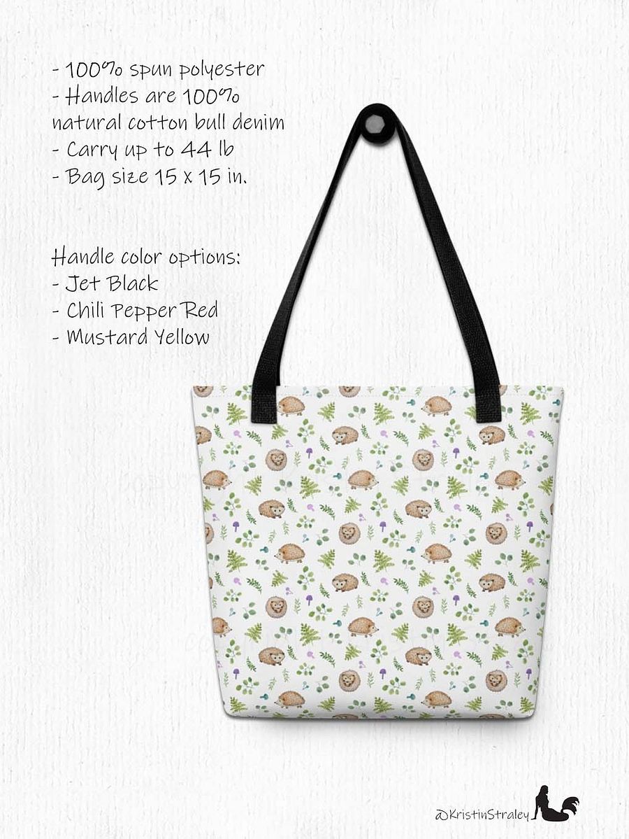 Hedgehogs with Ferns and Mushrooms on White Tote Bag product image (2)