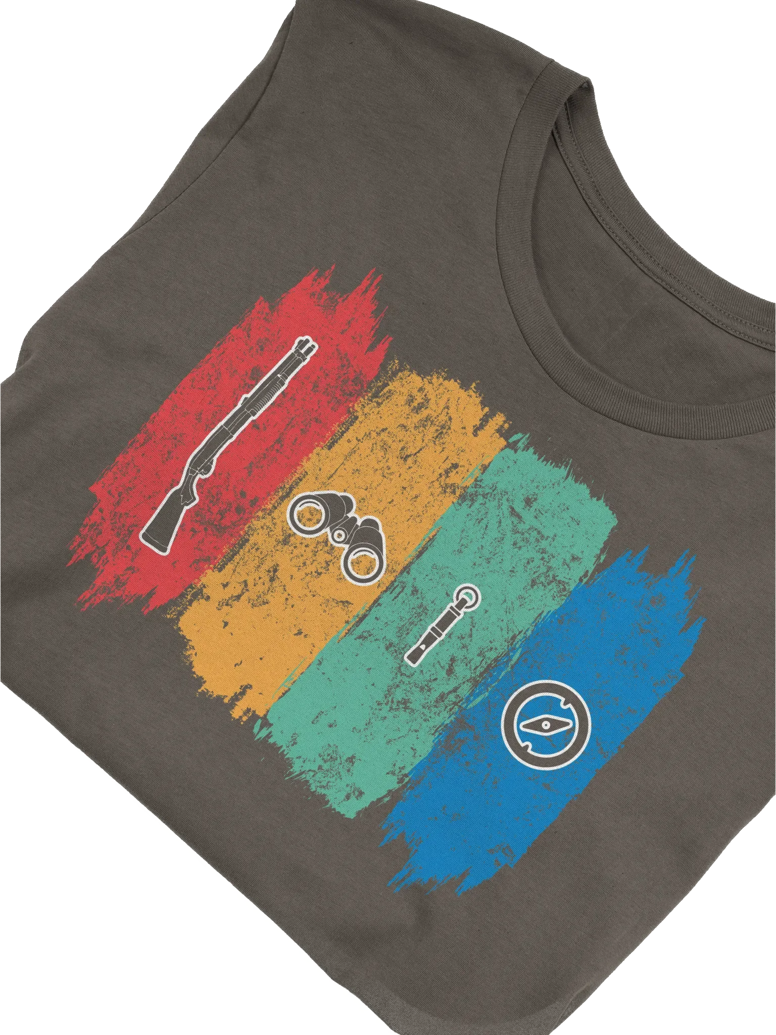 Vintage Hunting Icons T-Shirt, Rifle Binoculars Whistle Compass Tee, Outdoor Gift for Hunters, Unisex Cotton Shirt, Hunting Enthusiast product image (5)